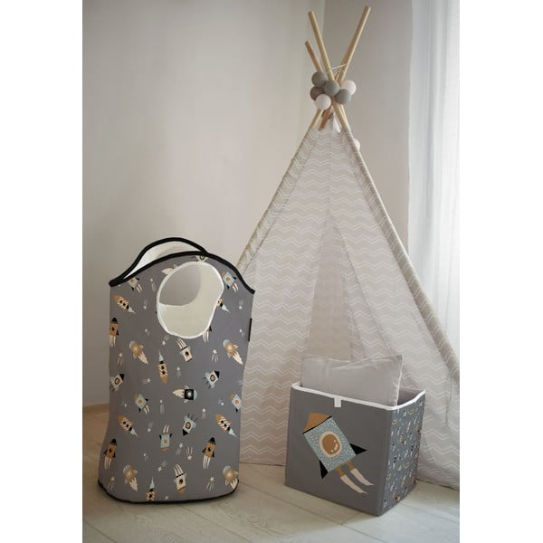 Scatola portaoggetti per bambini in tessuto grigio Cosmos - Butter Kings-image-1