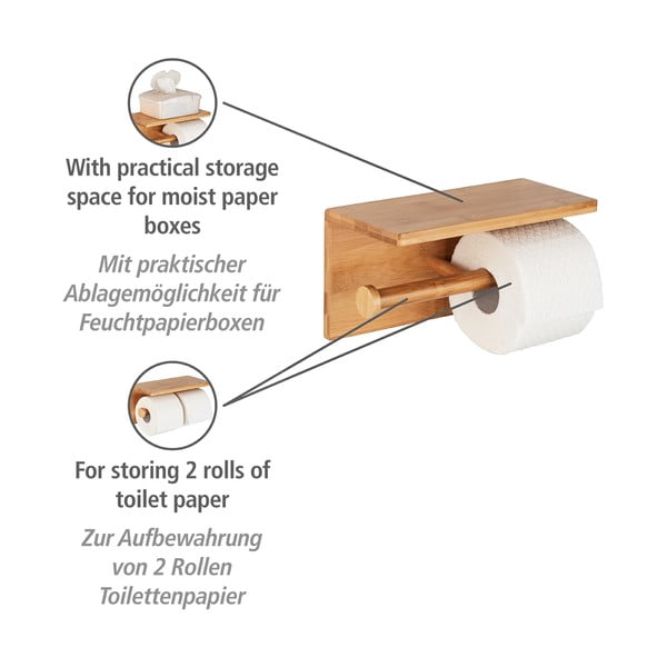 Porta carta igienica a parete in bambù Bambusa - Wenko-image-3