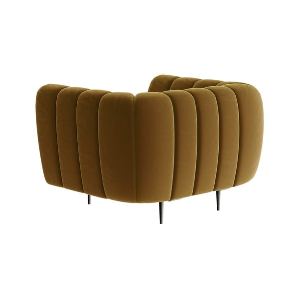 Poltrona in velluto giallo miele Shel - Ghado-image-3