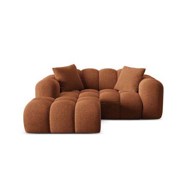Divano angolare color terracotta (con penisola a sinistra/con chaise lounge) con rivestimento in ciniglia Treno – Cosmopolitan Design