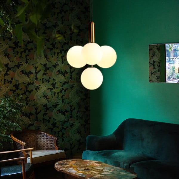 Lampada a sospensione di colore oro, altezza 120 cm Musa - SULION-image-1