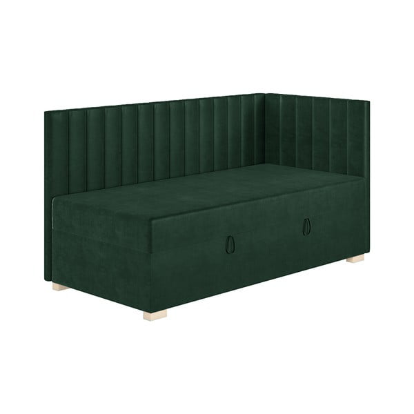 Letto da bambini con sponde verde scuro con contenitore con materasso incluso 90x200 cm Snugi – Ghado-image-3