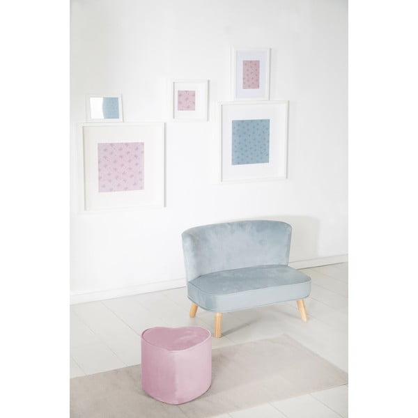 Pouf per bambini in velluto rosa chiaro Lil Sofa - Roba-image-2