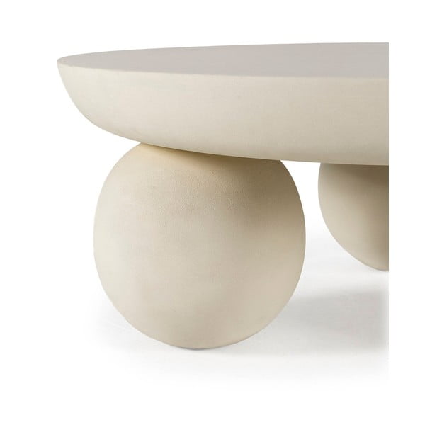 Tavolino da salotto rotondo beige in mango massiccio ø 90 cm Ailen – MOME-image-4