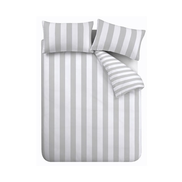 Biancheria matrimoniale estesa bianco-grigio 230x220 cm Cove Stripe - Catherine Lansfield