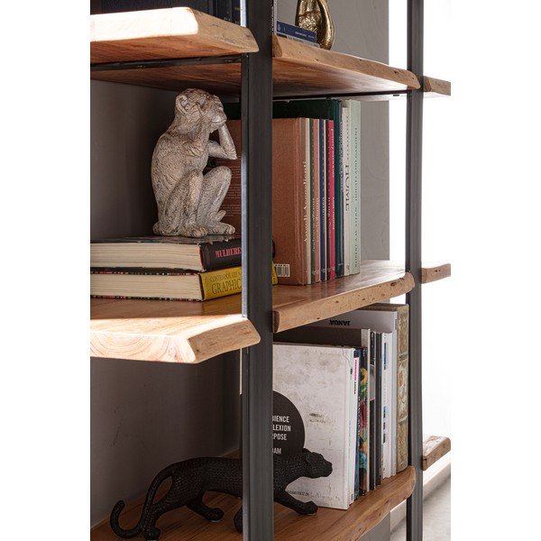 Scaffale nero/di colore naturale in acacia massiccia 110x180x40 cm Artur – Bizzotto-image-4