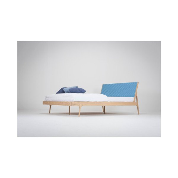 Letto matrimoniale in rovere blu/naturale 160x200 cm Fawn - Gazzda-image-4
