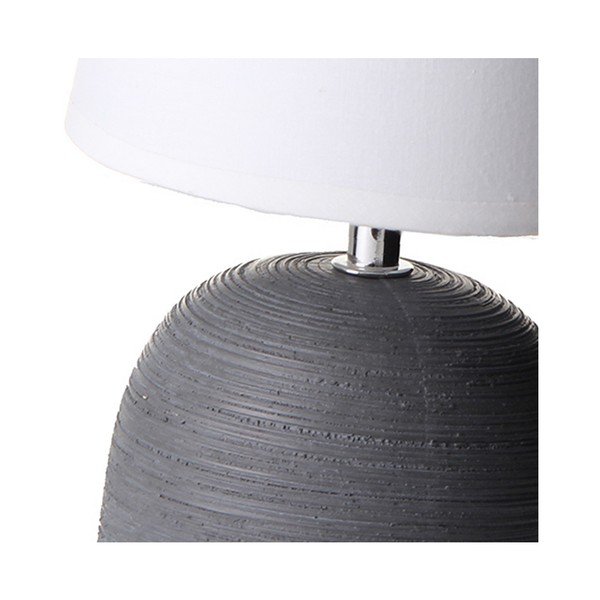Lampada da tavolo in ceramica grigia con paralume in tessuto (altezza 27,5 cm) - Casa Selección-image-2