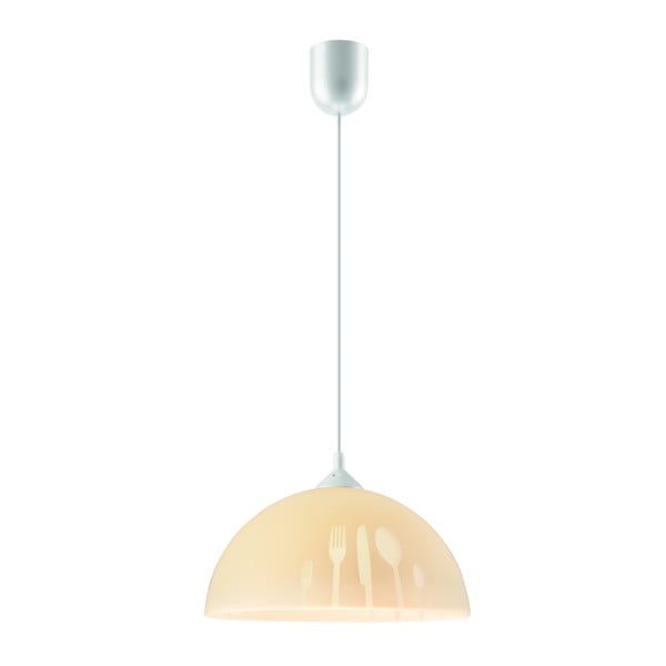 Lampadario bianco/beige con paralume in vetro ø 30 cm Apetite – LAMKUR