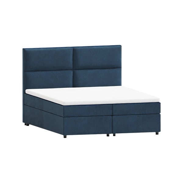 Letto boxspring blu scuro con spazio contenitivo 180x200 cm - Ropez