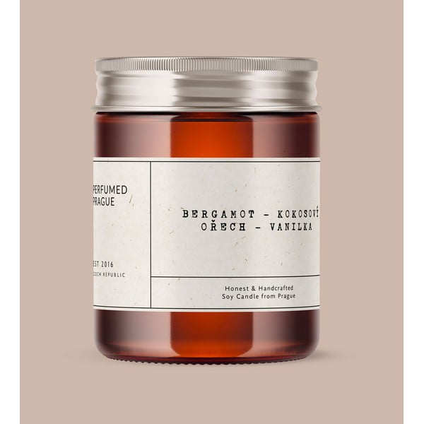 Candela in cera di soia profumata tempo di combustione 40 h #32 Bergamot, Coconut, Vanilla – Perfumed Prague-image-1