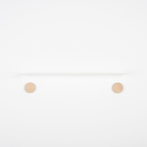 Mensola da parete in acciaio bianco con dettaglio in legno di quercia con 2 ganci , lunghezza 60 cm Hook - Gazzda-image-2