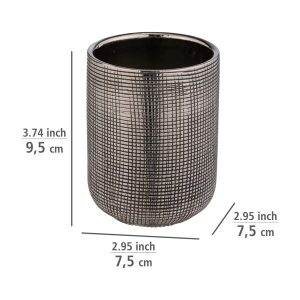 Tazza per spazzolino da denti in ceramica argento Rivara - Wenko-image-4