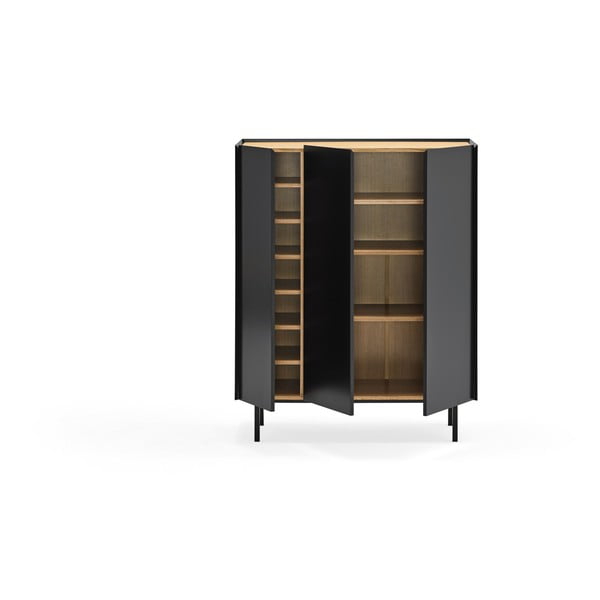 Cassettiera alta nera effetto rovere95x120 cm Arista - Teulat-image-3