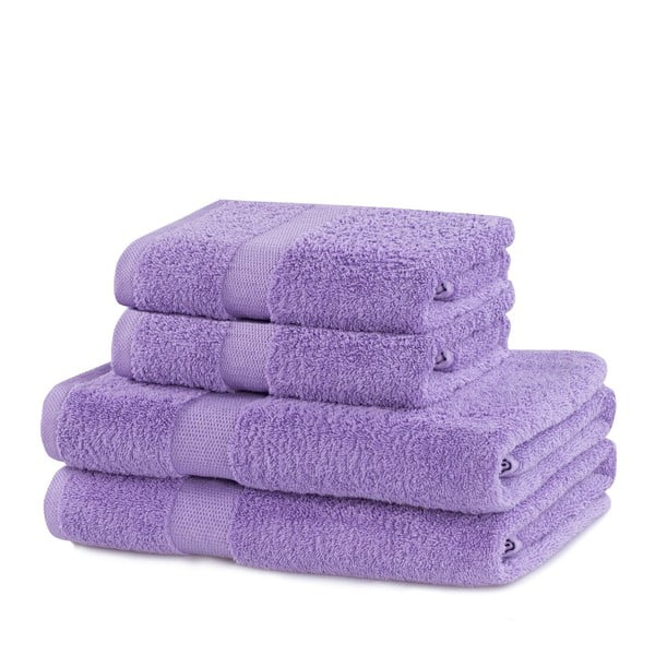 Asciugamani e teli da bagno in spugna di cotone alla lavanda in un set di 4 pezzi Marina - DecoKing