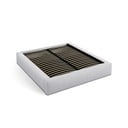 Letto matrimoniale imbottito grigio chiaro con contenitore e rete inclusi 200x200 cm Simon – Micadoni 