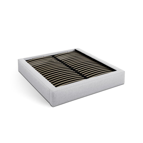 Letto matrimoniale imbottito grigio chiaro con contenitore con rete inclusa 200x200 cm Simon Olivia – Micadoni -image-3