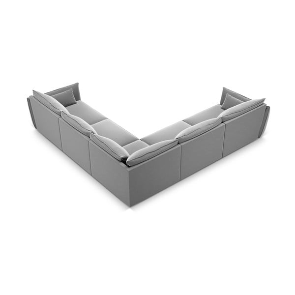 Divano angolare grigio chiaro con rivestimento in velluto Vanda – Mazzini Sofas-image-3