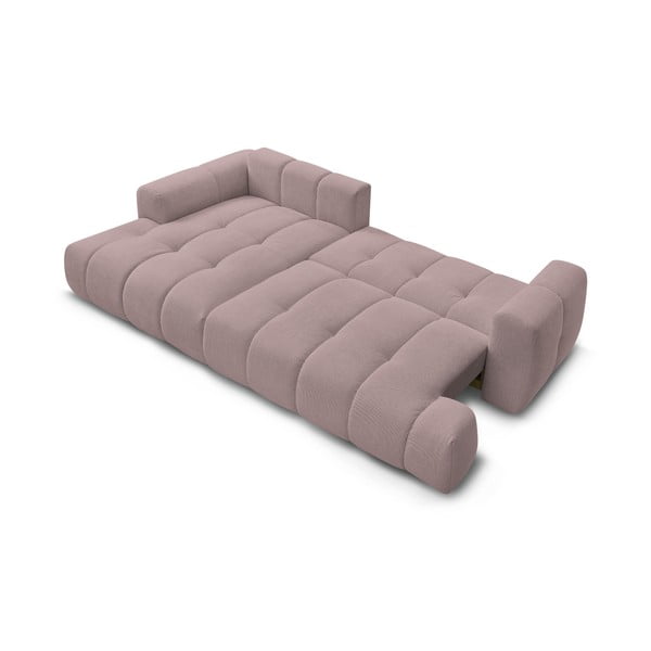 Divano angolare rosa allungabile e con contenitore (penisola a sinistra/chaise lounge) con rivestimento in ciniglia Fuji – Bobochic Paris-image-4