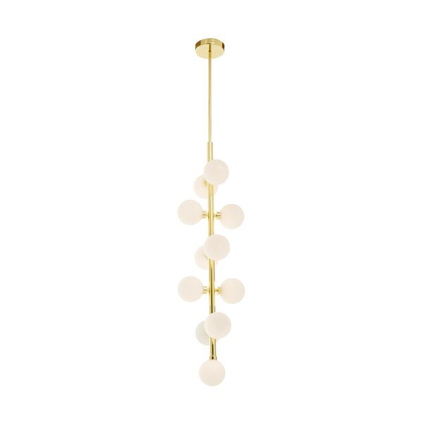 Lampadario bianco/dorato in metallo con paralume in vetro ø 27 cm Trieste – Premier Housewares