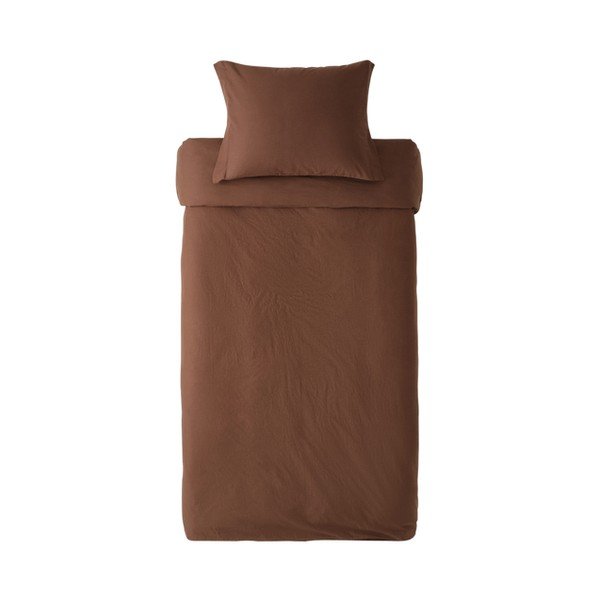 Set copripiumino e federa marrone in cotone organico per letto singolo 150x200 cm Juliette – Ellos Home