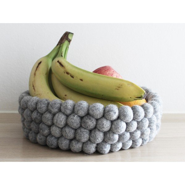Cesto portapalloni in lana grigio acciaio Cesto portapalloni, ⌀ 28 cm - Wooldot-image-1
