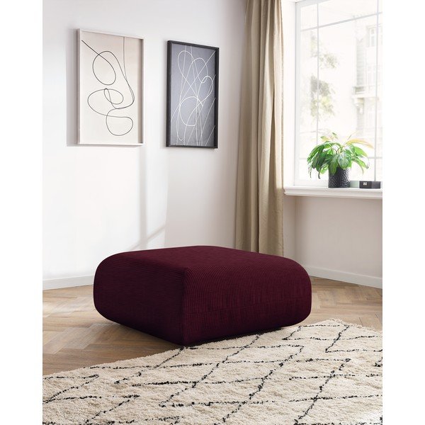 Pouf in velluto a coste bordeaux Lecomte - Bobochic Paris-image-1