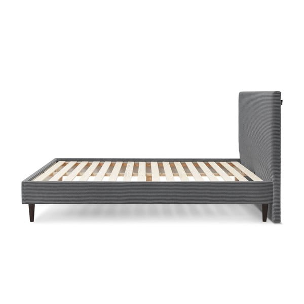 Letto matrimoniale imbottito antracite con griglia 180x200 cm Anja - Bobochic Paris-image-2