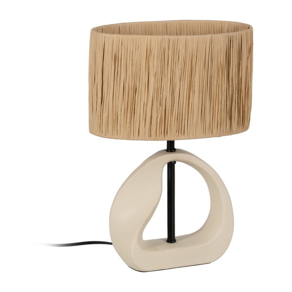 Lampada da tavolo beige con paralume in rattan (altezza 37,5 cm) - Ixia