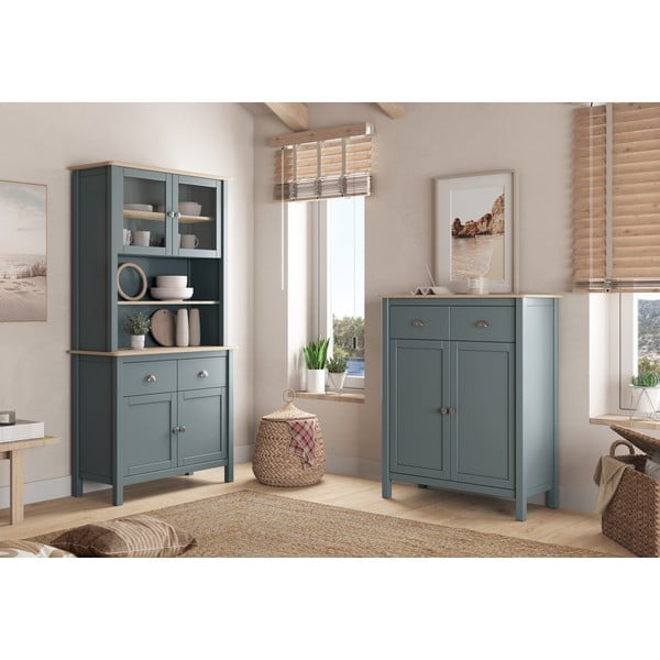 Credenza verde polveroso in pino massiccio 90x180,5x40 cm Misti – Marckeric-image-1