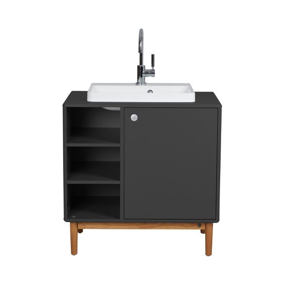 Mobile grigio scuro con lavabo senza miscelatore 80x62 cm Color Bath - Tom Tailor-image-4