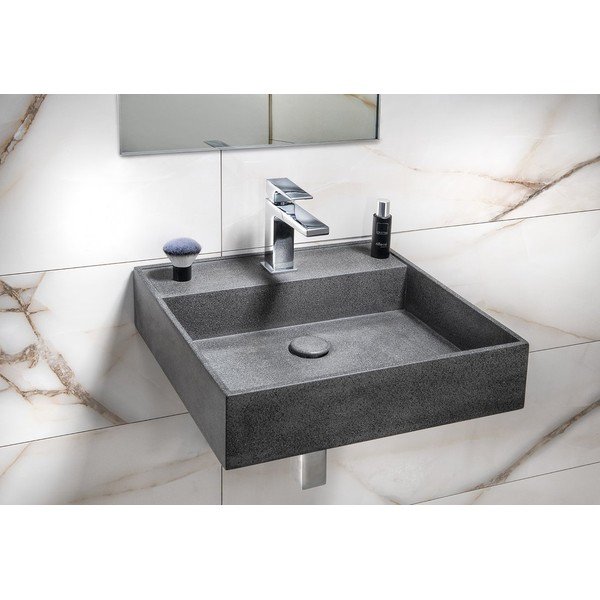 Lavabo in cemento grigio scuro 46 x 46 cm Quadrado - Sapho-image-4