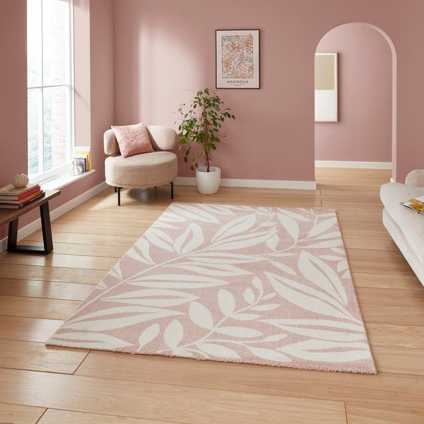 Tappeto in rosa chiaro 160x230 cm Sorral Leaves  – Catherine Lansfield-image-2