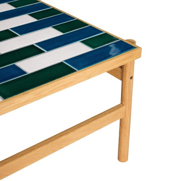 Tavolino da salotto bianco e nero/di colore naturale con effetto rovere 61x132 cm Motif – Hübsch-image-3