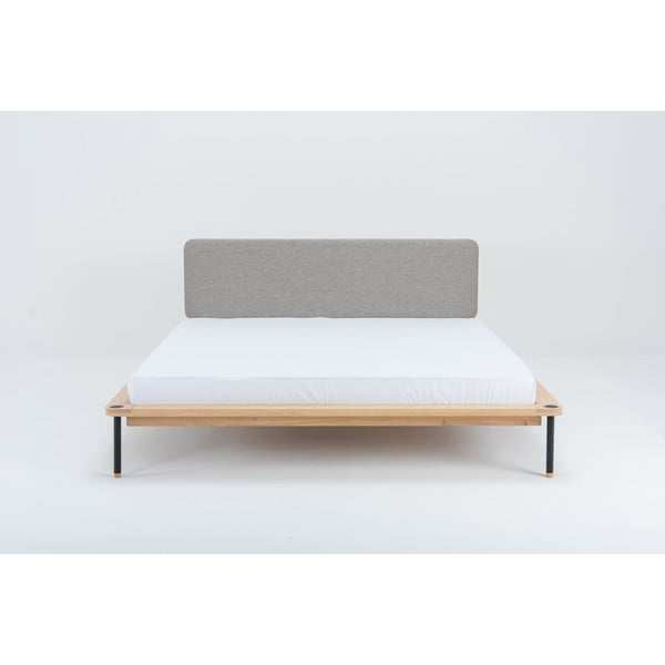 Letto matrimoniale in rovere grigio/naturale con griglia 140x200 cm Fina - Gazzda-image-3