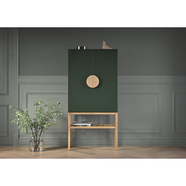 Credenza verde con gambe in rovere, altezza 162 cm Scoop - Tenzo-image-1