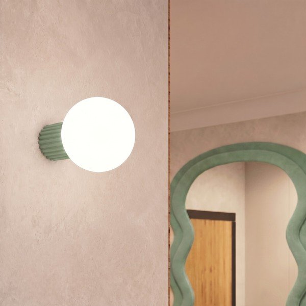 Lampada da parete color salvia in vetro opale ø 12 cm Orbital – Sollux-image-2