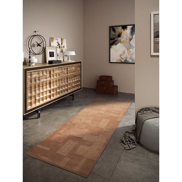 Passatoia marrone in lana tessuta a mano 80x250 cm Wilhelmine - Villeroy&Boch-image-1