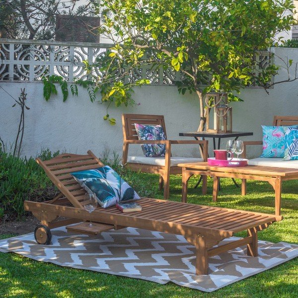 Sedia a sdraio da giardino in legno Teka - LDK Garden-image-1