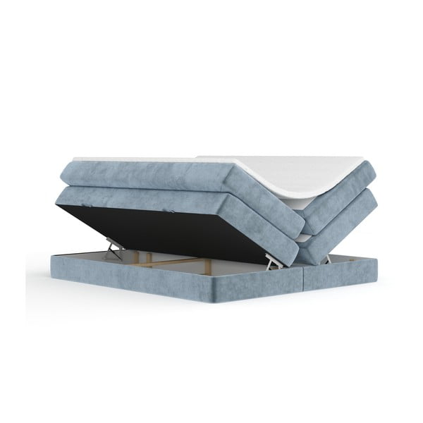 Letto boxspring blu con contenitore/senza testiera 140x200 cm Juniper – Maison de Rêve-image-3