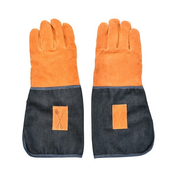 Guanti da giardinaggio blu-arancio con protezione del polso Denim - Esschert Design-image-3