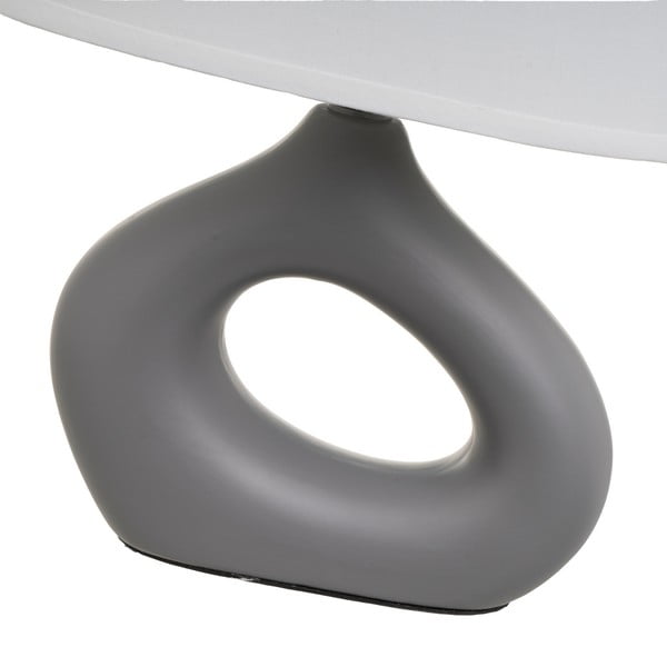 Lampada da tavolo in ceramica bianco-grigia con paralume in tessuto (altezza 30 cm) - Casa Selección-image-3