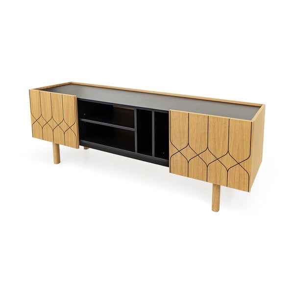 Tavolo TV in rovere nero/naturale 175x60 cm Porto - Woodman-image-2