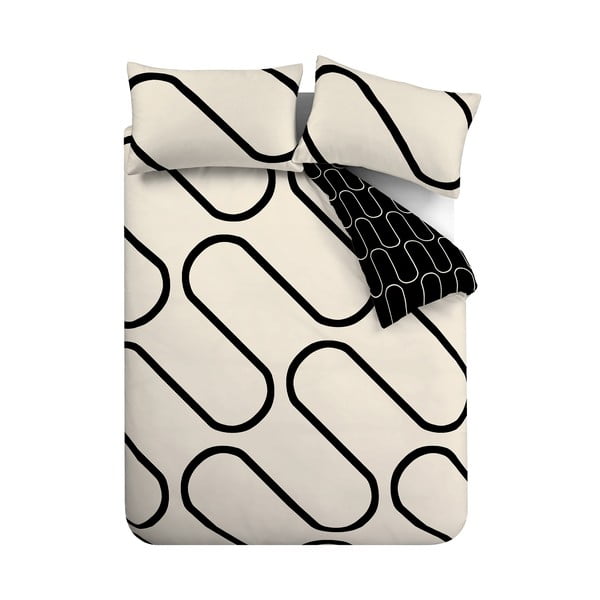 Biancheria da letto nera e beige 200x135 cm Linear Curve - Catherine Lansfield