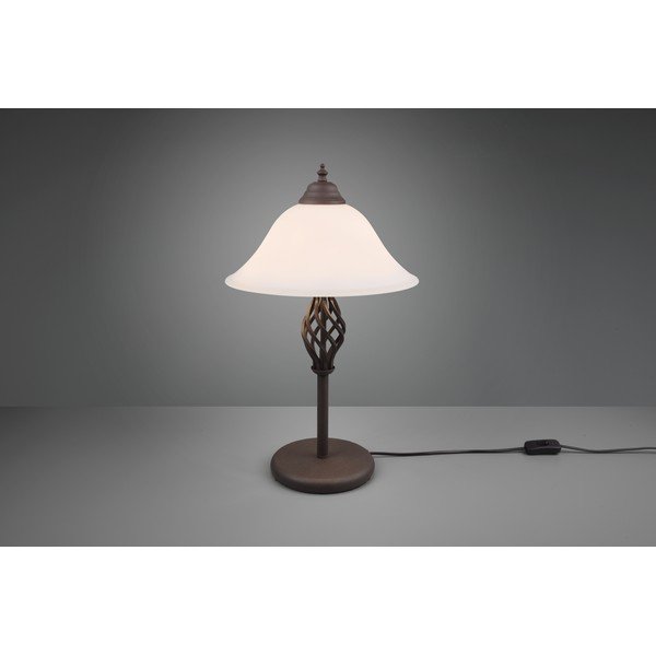 Lampada da tavolo marrone scuro con paralume in vetro (altezza totale 50 cm) Rustica – Trio-image-4