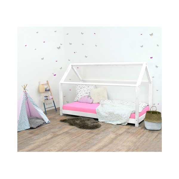 Letto per bambini bianco senza sponde in legno di abete rosso Tery, 90 x 190 cm - Benlemi