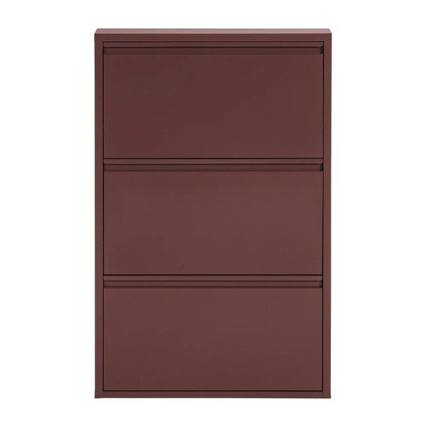 Scarpiera burgundy in metallo con ante ribaltabili 66x103x16 cm Sabine – WOOOD-image-3