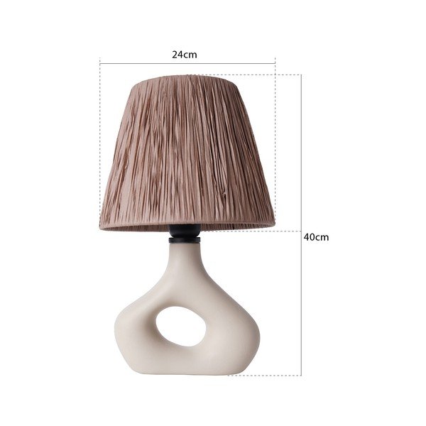 Lampada da tavolo beige con paralume in carta lavorata (altezza totale 40 cm) Serin – Opviq lights-image-2