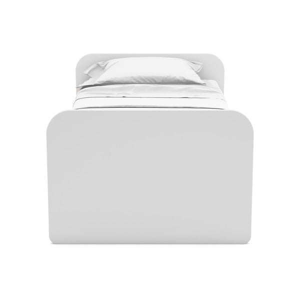 Letto da bambini estraibile bianco con effetto pino con contenitore con rete inclusa 90x200 cm Esteban – Marckeric-image-1