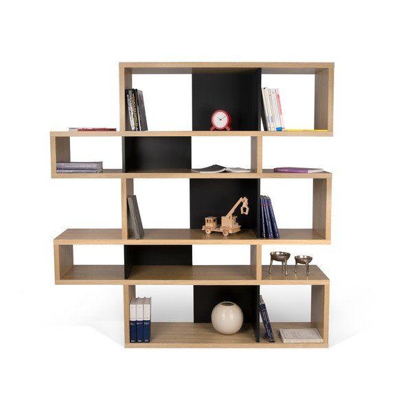 Libreria marrone con dettagli neri opachi Londra, 34 x 160 cm - TemaHome-image-3